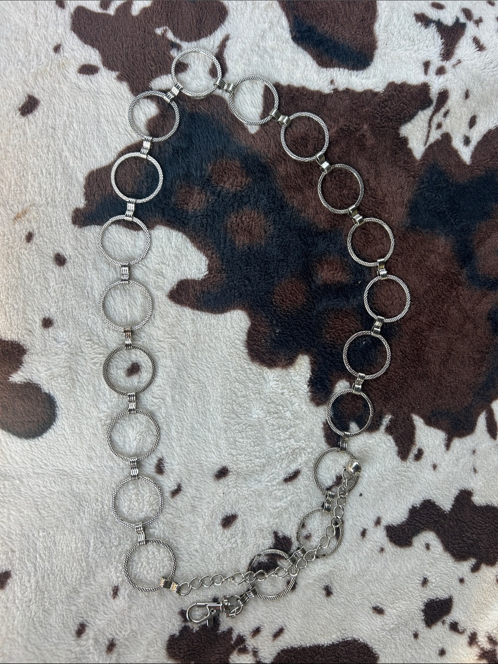 Silver Open Circle Link Chain Belt for Women